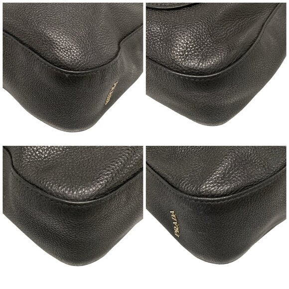 Auth PRADA Logo 1BC013 Black Leather - Shoulder Bag - Picture 16 of 16